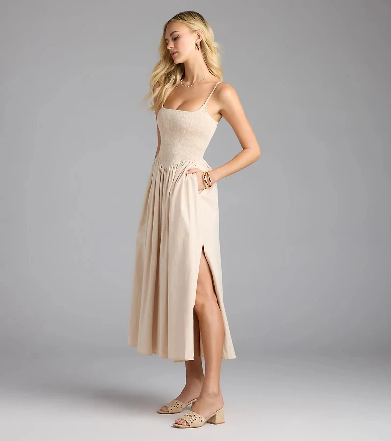 Effortless Era Woven A-Line Midi Dress