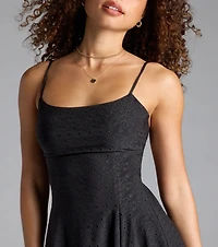 Out The Town Lace-Up Skater Dress