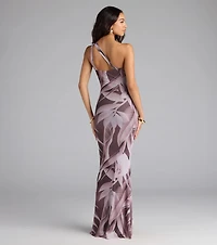 Vacay Mode Tropical Print One-Shoulder Maxi Dress