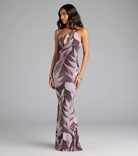 Vacay Mode Tropical Print One-Shoulder Maxi Dress