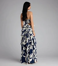 Bold And Beautiful Rosette Halter Cutout Maxi Dress