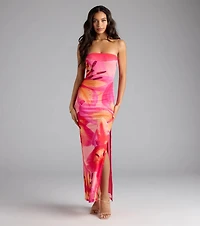 Island Time Tropical Floral Mesh Maxi Dress