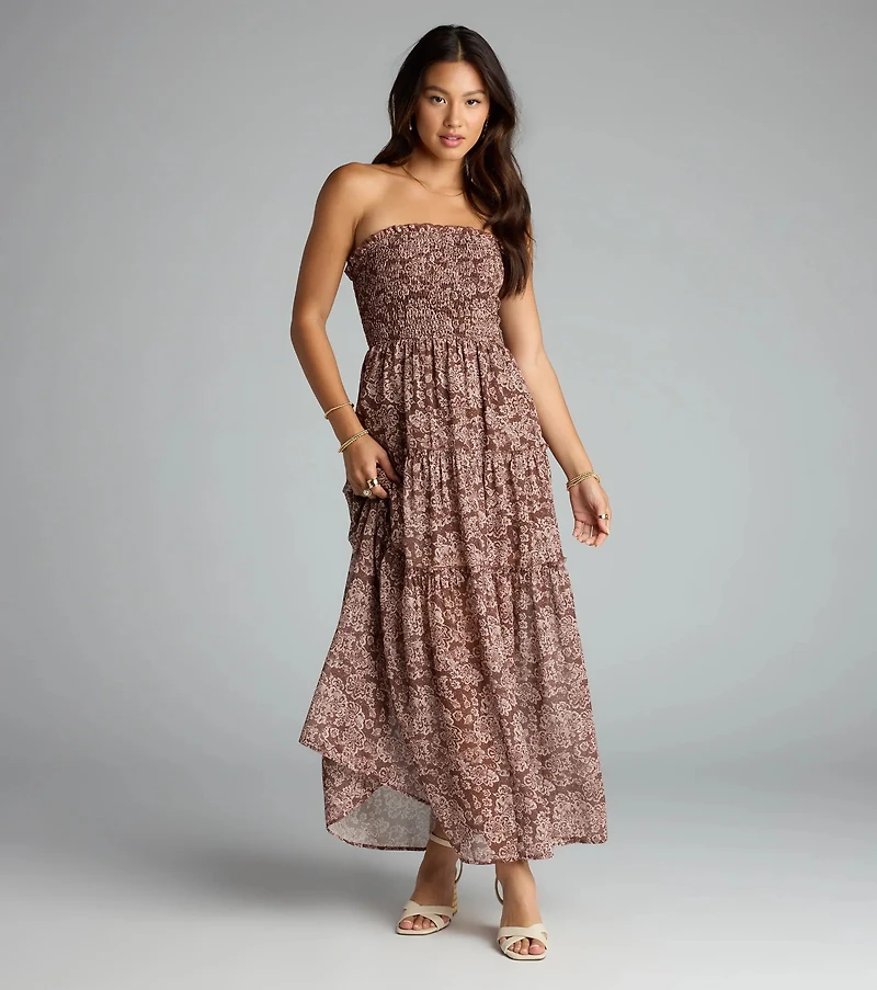 Meet Me the Meadow Chiffon Floral Maxi Dress