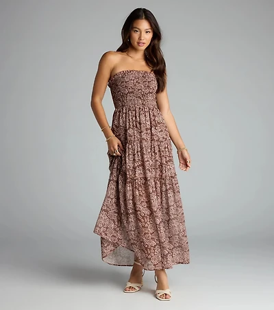 Meet Me the Meadow Chiffon Floral Maxi Dress