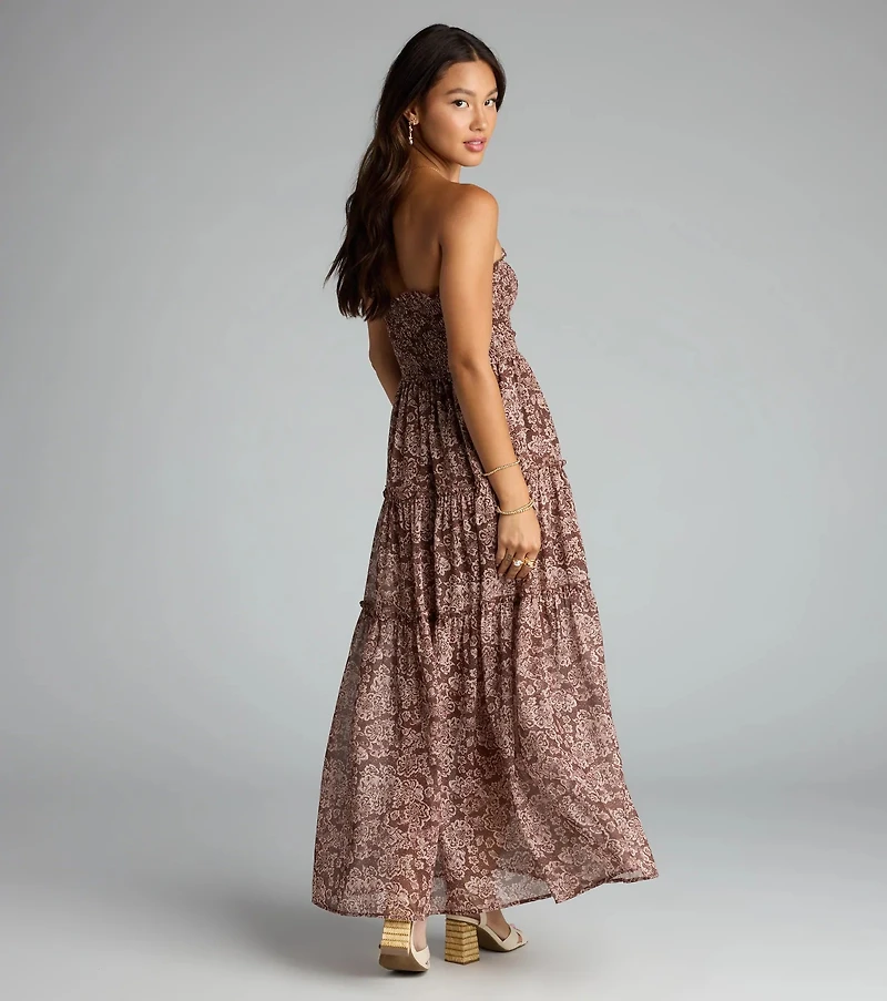 Meet Me the Meadow Chiffon Floral Maxi Dress
