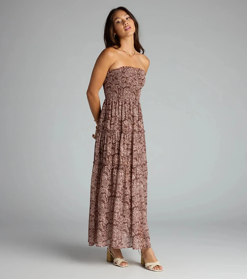 Meet Me the Meadow Chiffon Floral Maxi Dress