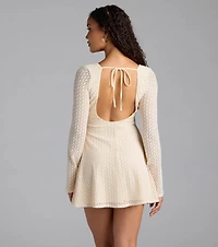 Dreamy Boho Bell Sleeve Knit Mini Dress