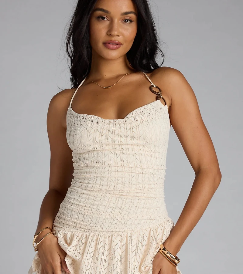 Such A Cutie Halter Ruffle Mini Dress