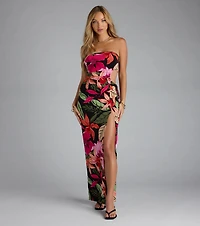 Destination Paradise Tropical Slit Maxi Dress