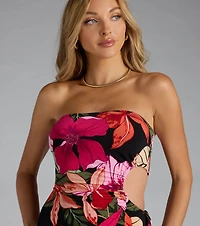 Destination Paradise Tropical Slit Maxi Dress