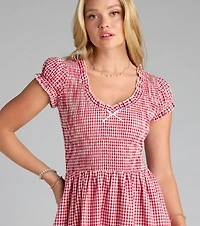 Sweet Like Sugar Gingham Print Skater Dress