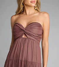 Twist Of Fate Strapless Ruffled Maxi Dress