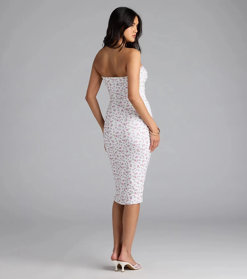 Sweetly Sultry Floral Bodycon Midi Dress