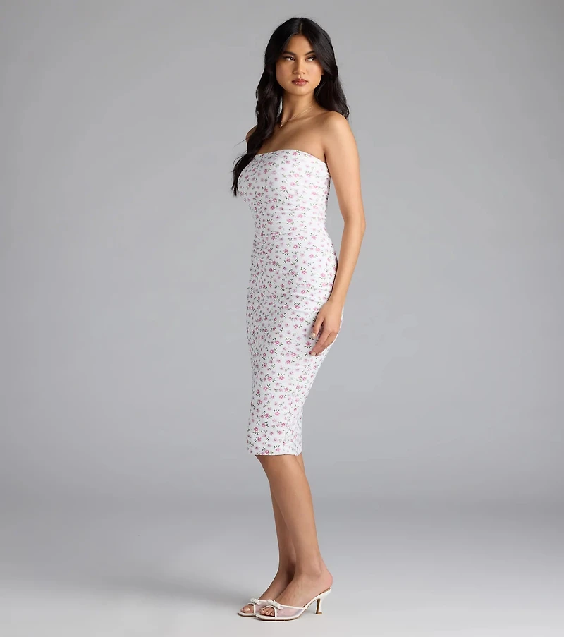 Sweetly Sultry Floral Bodycon Midi Dress