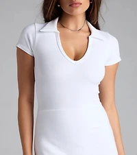 So Perfect Collar Short Sleeve Mini Dress