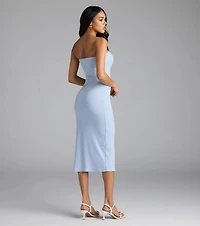 Smooth Talker Strapless Bodycon Midi Dress