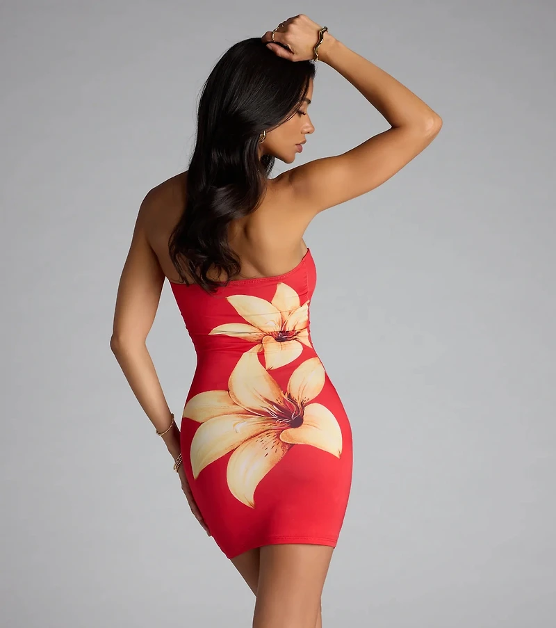 Island Glow Tube Floral Mini Dress
