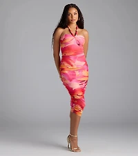 Captivated Floral Halter Bodycon Midi Dress