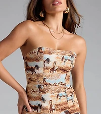 Western Style Horse Tapestry Mini Dress