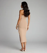 Smooth Talker Strapless Bodycon Midi Dress