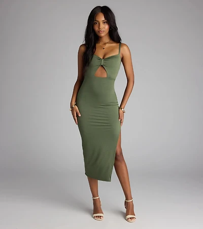 Kiss and Tell Sweetheart Cutout Midi Dress
