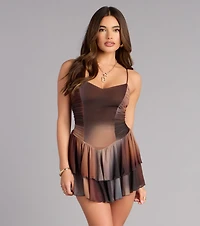 Effortless Beauty Abstract Print Mesh Skater Dress