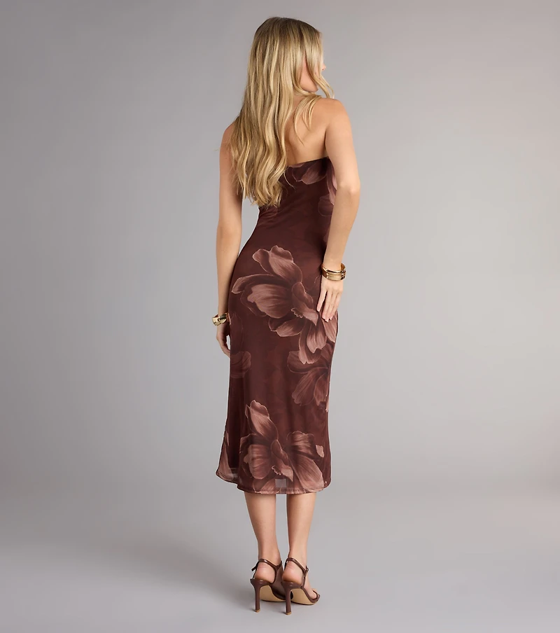 Falling For Floral Strapless Midi Dress