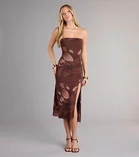 Falling For Floral Strapless Midi Dress