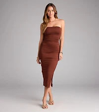 Casually Sultry Strapless Bodycon Midi Dress