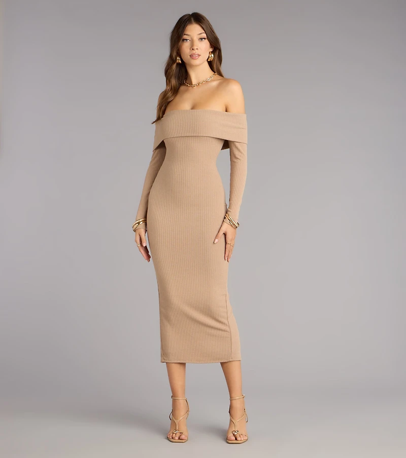 Effortless Aura Long Sleeve Midi Dress
