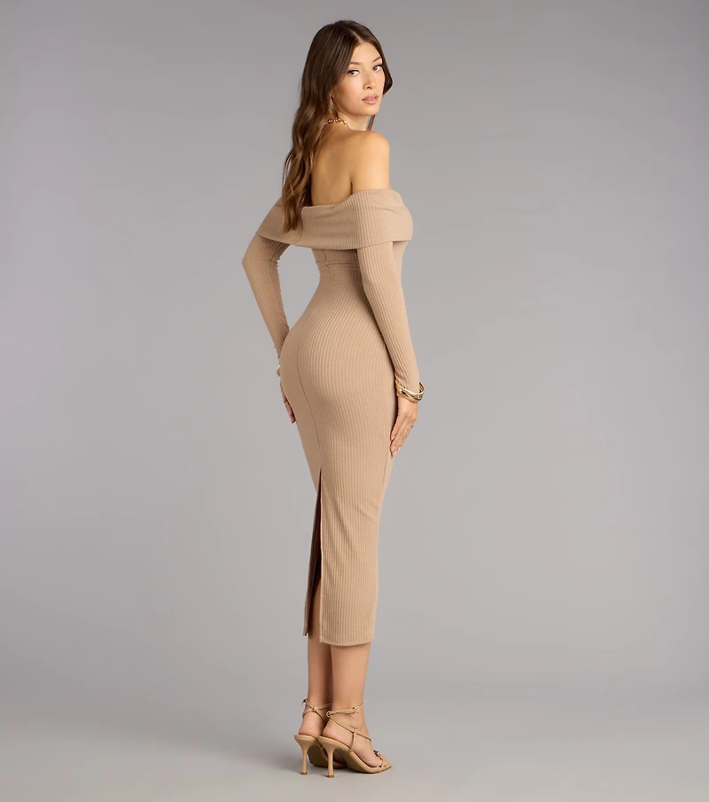 Effortless Aura Long Sleeve Midi Dress