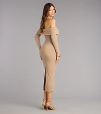Effortless Aura Long Sleeve Midi Dress