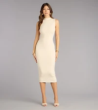 Refined Chic Ribbed Midi Dress