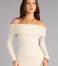 Minimal Drama Off-The-Shoulder Midi Dress