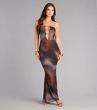 Late Arrival Abstract Maxi Dress