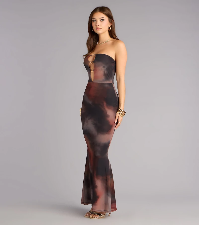 Late Arrival Abstract Maxi Dress