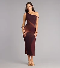 Your Element Off-Shoulder Mesh Twist Midi Dress