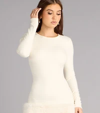 Frosted Charm Faux Fur Hem Mini Dress