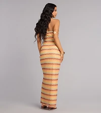 Golden Glow Strapless Maxi Dress