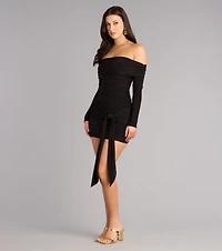Soft Drama Off Shoulder Side Tie Mini Dress