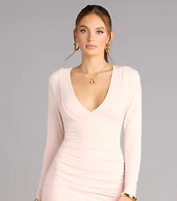 Deep Drama Long Sleeve Bodycon Dress
