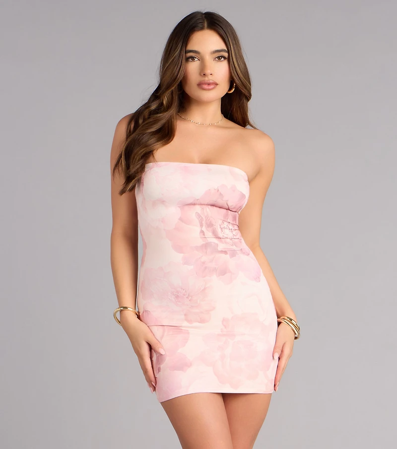 Pretty Plans Pending Floral Tube Mini Dress