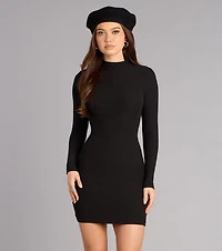 Effortlessly Polished Mock Neck Mini Dress