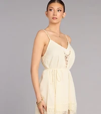 Pretty Plans Chiffon And Lace Skater Dress