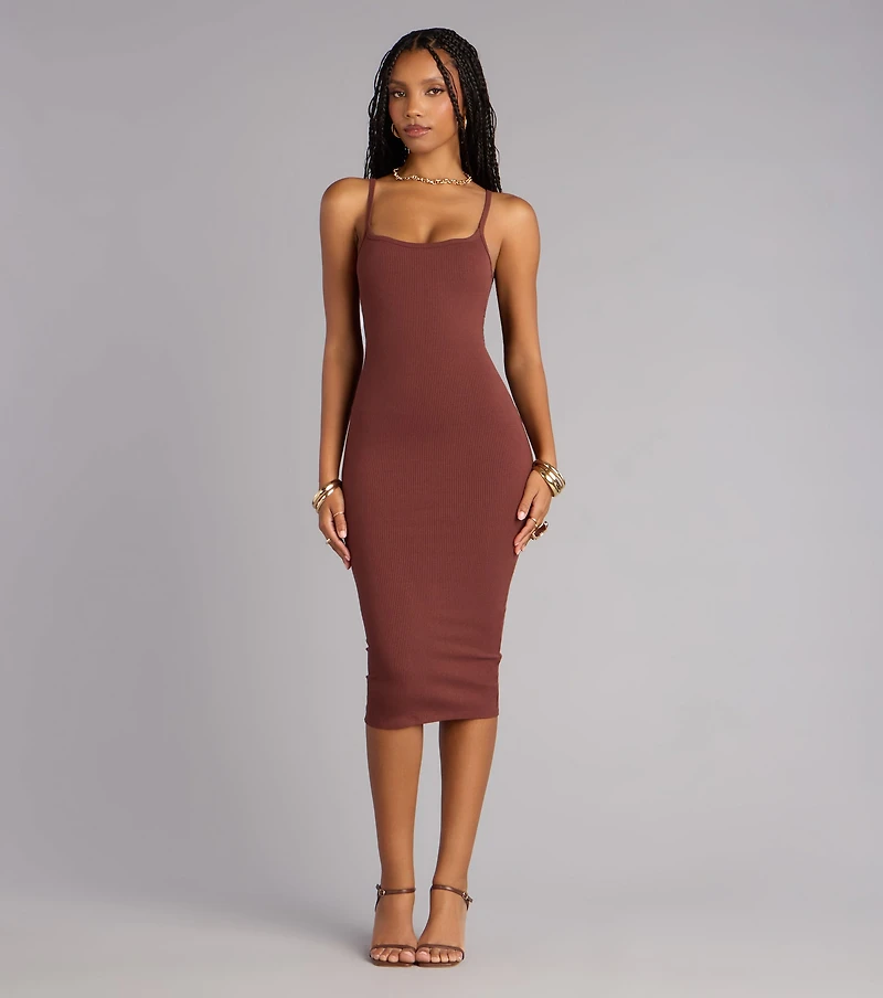 Bare It All Open Back Bodycon Midi Dress