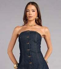 Denim Days Button Front Mini Dress