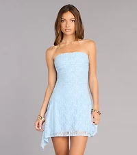 Cutie Vibe Lace Strapless A-Line Mini Dress