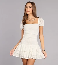 Dreamy Eyelet Ruffle Mini Dress