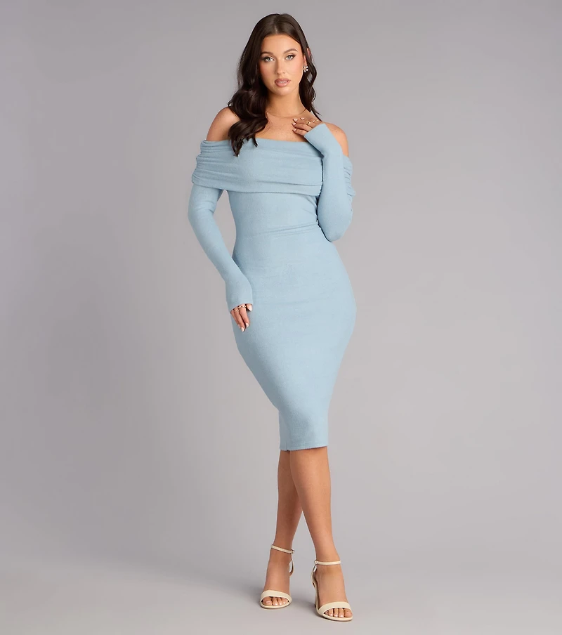 Minimal Drama Off-The-Shoulder Midi Dress