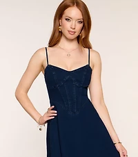 Last Minute Plans Denim Skater Dress